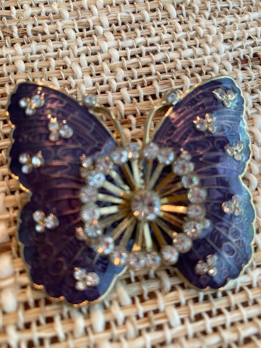 Vintage purple and Gold Butterfly Pin Brooch
